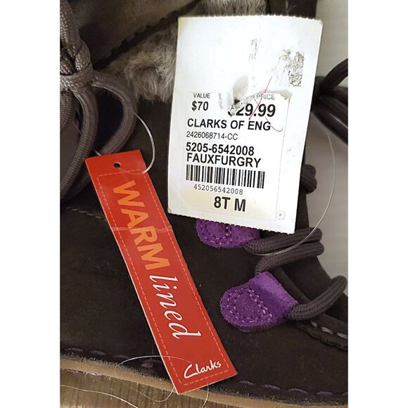 CLARKS GIRL WARM WINTER BOOTS INSULATED SIZE 8 TODDLER NWT - Picture 9 of 9